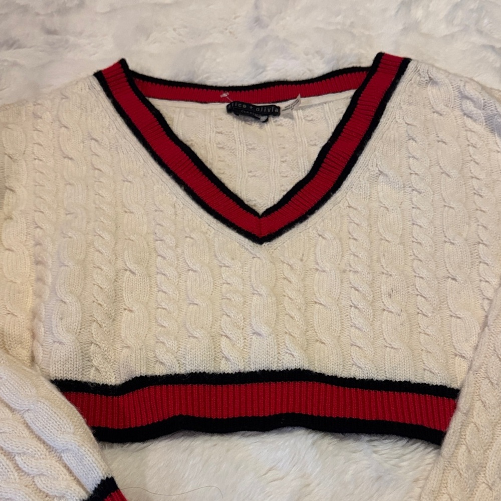 Alice + Olivia Wool and Cashmere Cropped Sweater - Picture 3 of 4